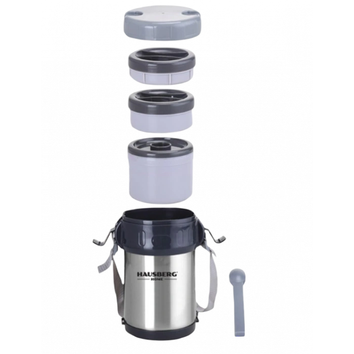HAUSBERG Vakumlu Yemek Kabı | 2L Bölmeli Paslanmaz Çelik Sefer Tası