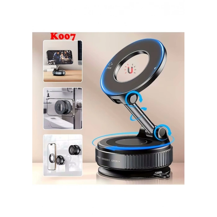 K007 Vakumlu Manyetik 360 Dönen Çok Amaçlı Araç Telefon Tutucu