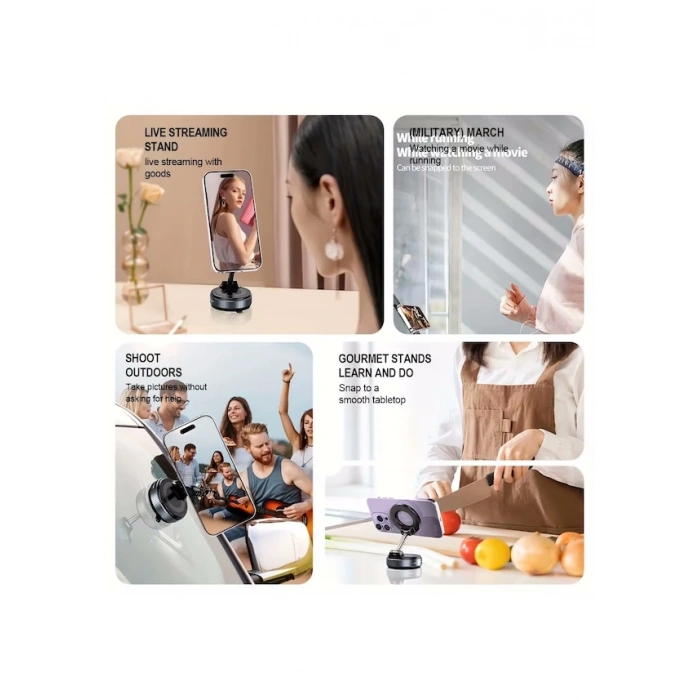 K007 Vakumlu Manyetik 360 Dönen Çok Amaçlı Araç Telefon Tutucu