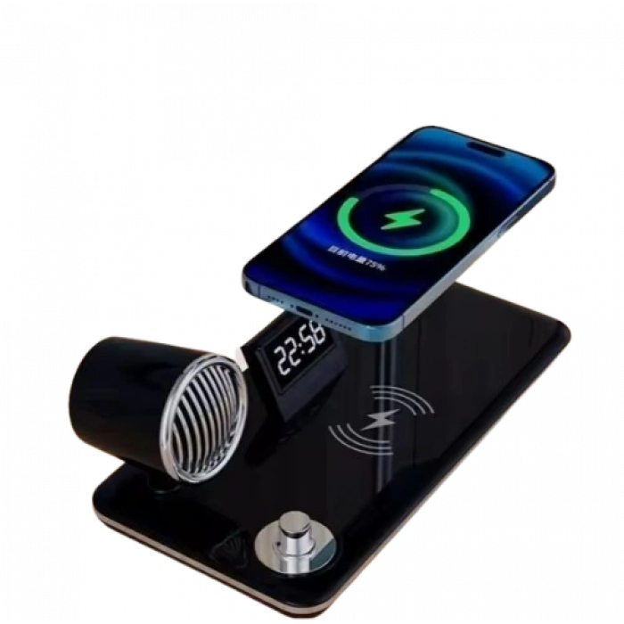 Kablosuz Bluetooth Hoparlörlü Alarm Saatli Masa Lambası - Clark Lamba, Dokunmatik Kontrol ve Uygulama Desteği