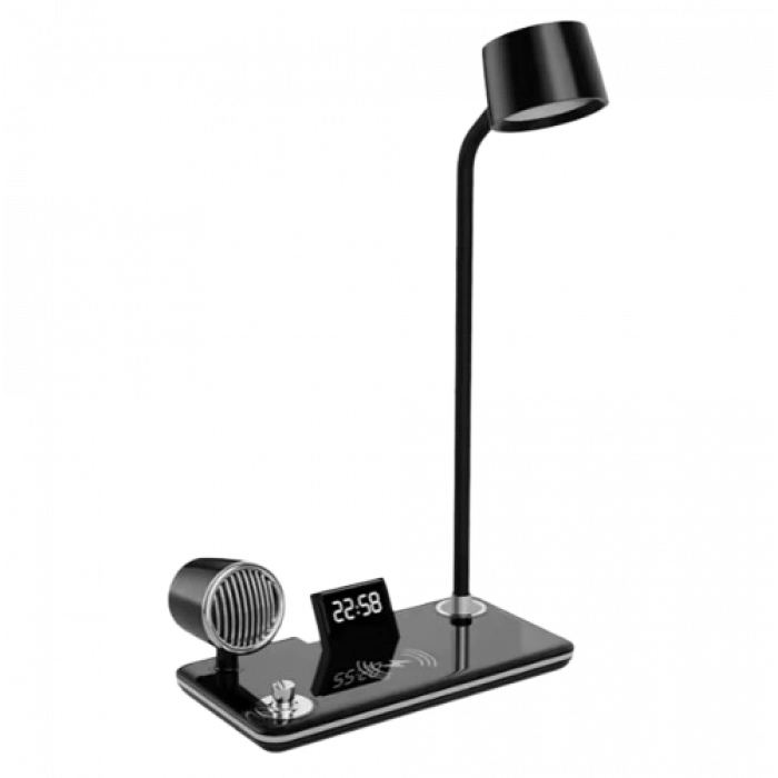 Kablosuz Bluetooth Hoparlörlü Alarm Saatli Masa Lambası - Clark Lamba, Dokunmatik Kontrol ve Uygulama Desteği