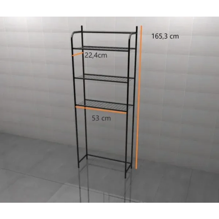 Klozet Üstü 2 Katlı Metal Raf – Siyah Banyo Düzenleyici