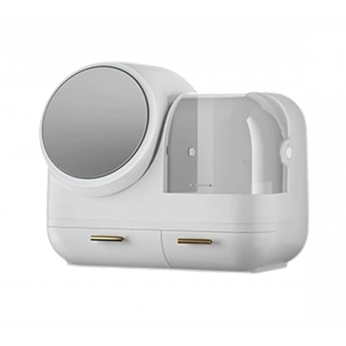 LED Işıklı Makyaj Aynası, Mini Fan ve Kozmetik Düzenleyici (USB Şarjlı)