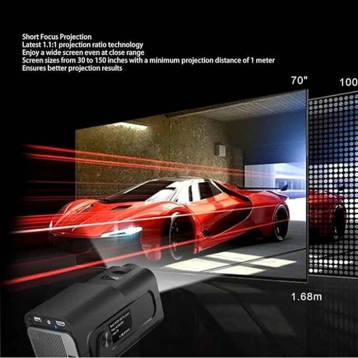 Mini Projektör, 4K 1080P Full HD Destekli Taşınabilir Projektör - Akıllı Projektör ile Evinizde Sinema Keyfi