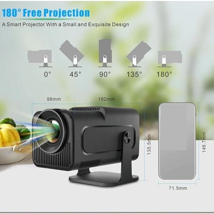 Mini Projektör, 4K 1080P Full HD Destekli Taşınabilir Projektör - Akıllı Projektör ile Evinizde Sinema Keyfi