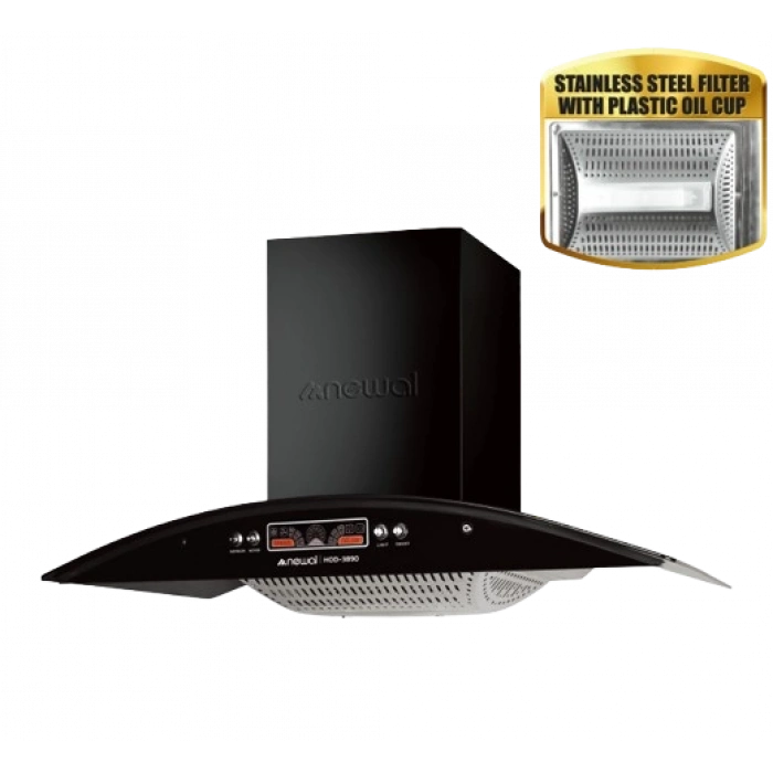 NEWAL Ankastre Siyah Davlumbaz - 90 cm