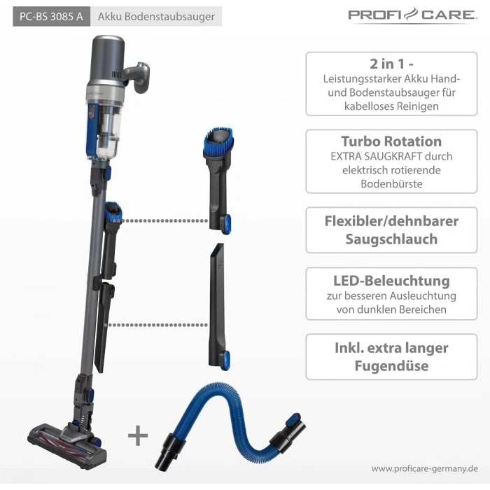PROFICARE Şarjlı Pilli Zemin Süpürgesi (25,55 V, 2600 mAh)