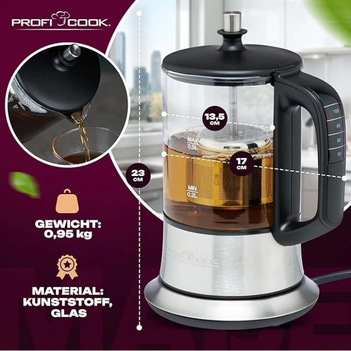 PROFICOOK İkisi Bir Arada Çay Makinesi / Su Isıtıcısı