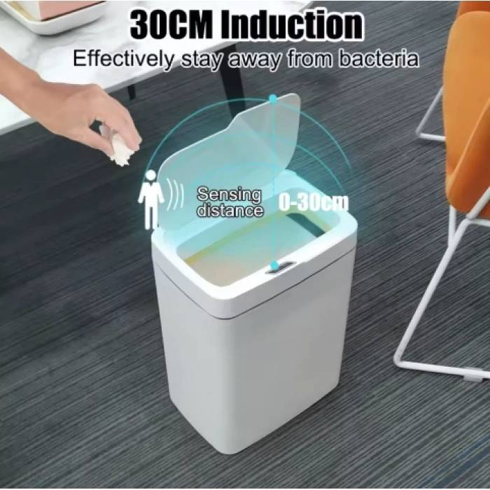 Sensörlü Beyaz Çöp Kovası - 18L