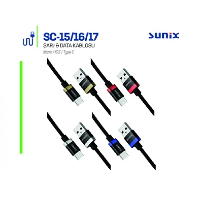 Sunix SC-15 / SC-16 / SC-17 Hızlı Şarj Kablosu