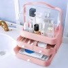 Şeffaf Kapaklı ve Çekmeceli Kozmetik Düzenleyici, Makyaj Fırça ve Takı Saklama Kutusu, Geniş Kapasiteli