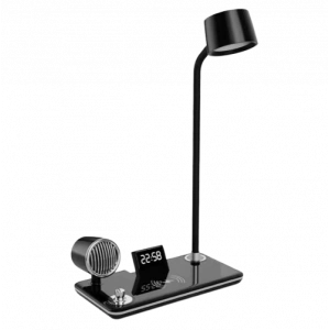 Kablosuz Bluetooth Hoparlörlü Alarm Saatli Masa Lambası - Clark Lamba, Dokunmatik Kontrol ve Uygulama Desteği