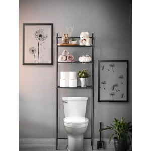 Klozet Üstü 2 Katlı Metal Raf – Siyah Banyo Düzenleyici