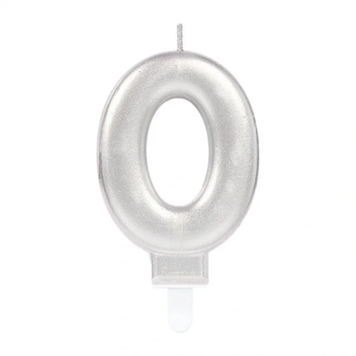 0 Rakam Mum Gümüş Renk (5047)