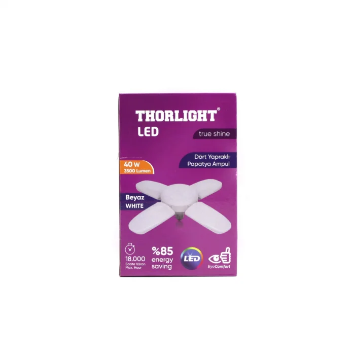 1+4 KOLLU - YAPRAKLI PERVANE MODELİ PAPATYA BEYAZ LED LAMBA AMPUL 40W - E27 P-6040B (5047)