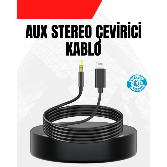 1 Metre Lightning to Aux Çevirici Kablo Stereo Ses Yüksek Kalite