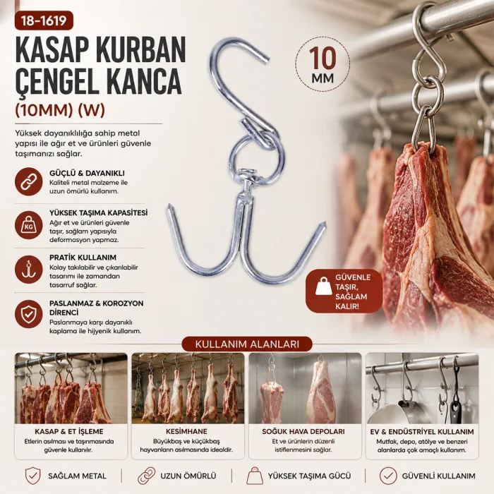 10 ADET 10MM W KASAP KURBAN ÇENGEL KANCA (5047)