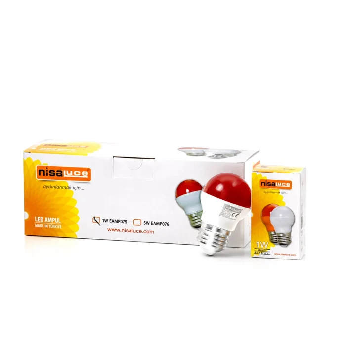 10 ADET 1W E27 KIRMIZI YUVARLAK GECE LAMBASI LED AMPUL EAMP-075 (5047)