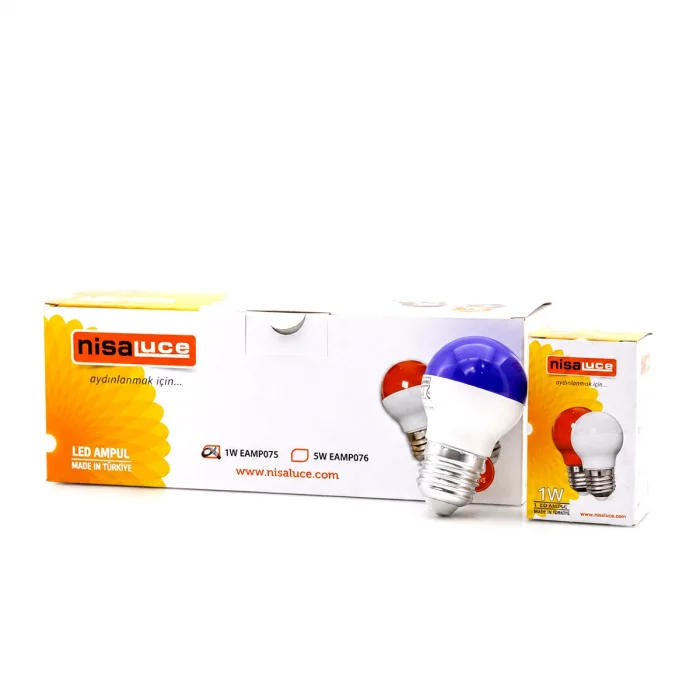 10 ADET 1W E27 MAVİ YUVARLAK GECE LAMBASI LED AMPUL EAMP-075 (5047)