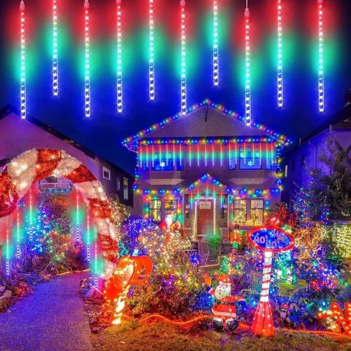 10'lu 45 CM Uzunluğunda Plastik Meteor 2m Kablo LED USB RGB Ağaç Işığı – Renk Değiştiren Asmalı Dekoratif Bahçe ve Dış Mekan Aydınlatması (5047)