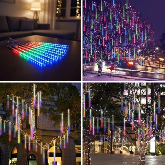 10lu 45 CM Uzunluğunda Plastik Meteor 2m Kablo LED USB RGB Ağaç Işığı – Renk Değiştiren Asmalı Dekoratif Bahçe ve Dış Mekan Aydınlatması