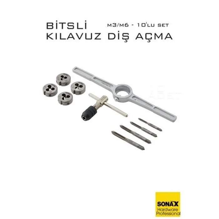 10lu Bitsli Diş Açma Kılavuz Seti –Endüstriyel Çelik,  Dişli Matkap Ucu 722465