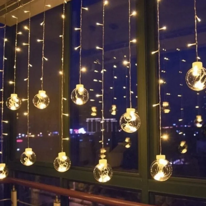 10 Sarkıtlı Kumandalı Dekoratif Top İçi Mini Toplu LED Günışığı Rengi Dekoratif Aydınlatma (5047)