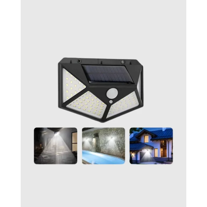 100 LED Güneş Enerjili Bahçe Lambası – PIR Sensörlü, IP65 Su Geçirmez Dış Mekan Aydınlatma