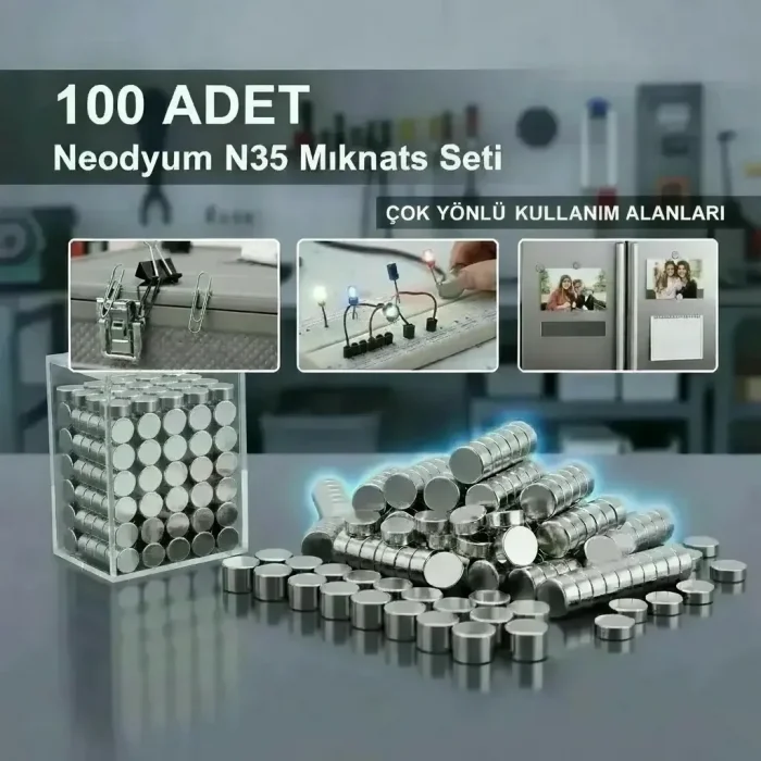100 lü 8x3mm Yuvarlak Neodyum Mıknatıs