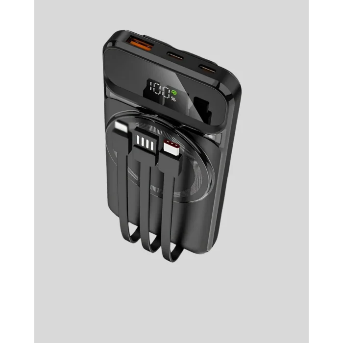 10000 mAh Kablosuz Powerbank – 15W Hızlı Şarj,  Type-C Çoklu Çıkışlı