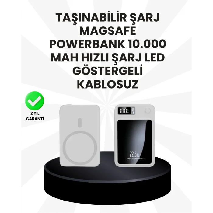 10000mAh Kapasiteli Manyetik USB-C ve Kablosuz Powerbank W09