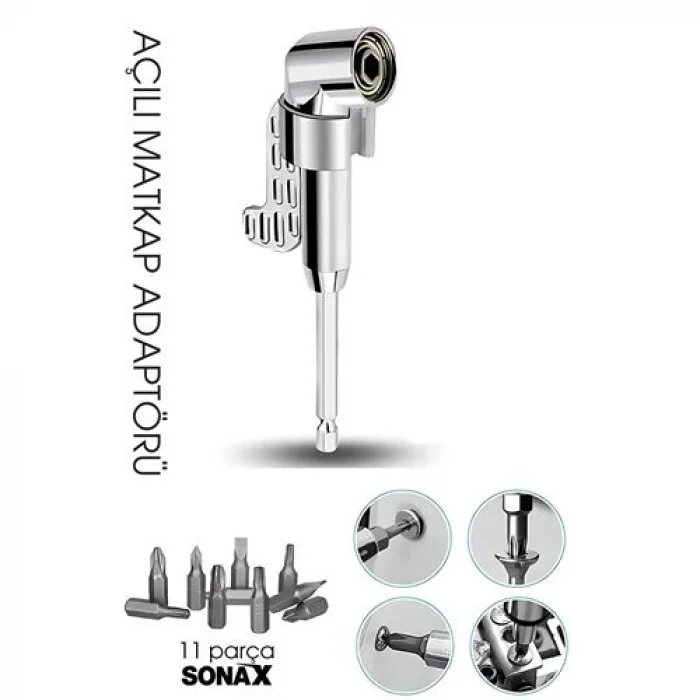 105° Açılı Matkap Adaptörü Seti – 1/4” Hex Şaftlı, 11 Parça Çok Fonksiyonlu Vidalama Uçları 722452