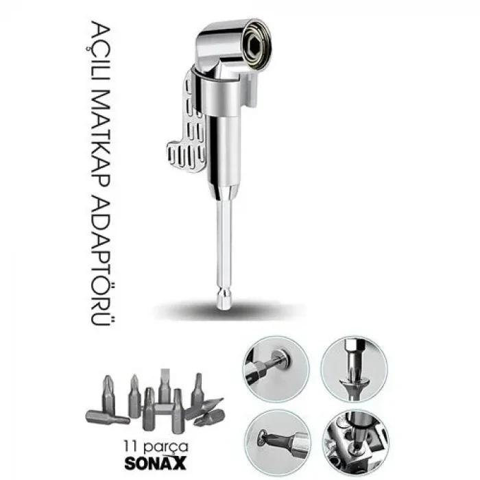 105° Açılı Matkap Adaptörü Seti – 1/4” Hex Şaftlı, 11 Parça Çok Fonksiyonlu Vidalama Uçları 722452