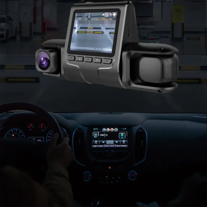 1080P Üçlü Lens Araba Dash Cam Dashcam Ön İç &amp; Arka HD Araba DVR 120 ° Açı Döngü Kaydı Yerçekimi Sensörü (5047)