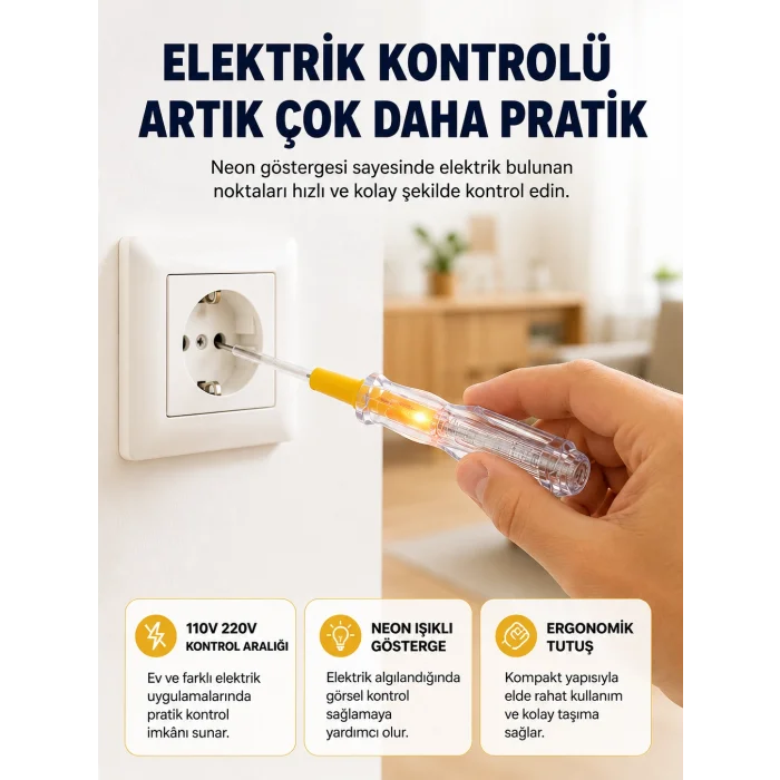 110-220V Elektrik Test Kalemi Korozyona Dayanıklı Nikel Kaplamalı