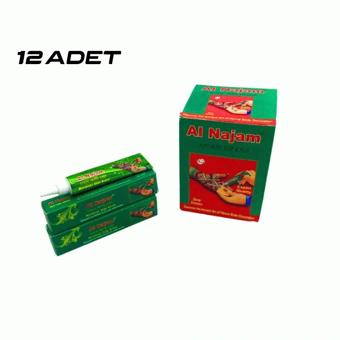 12 ADET AL NAJAM KIRMIZI TÜP KINA 30GR (5047)