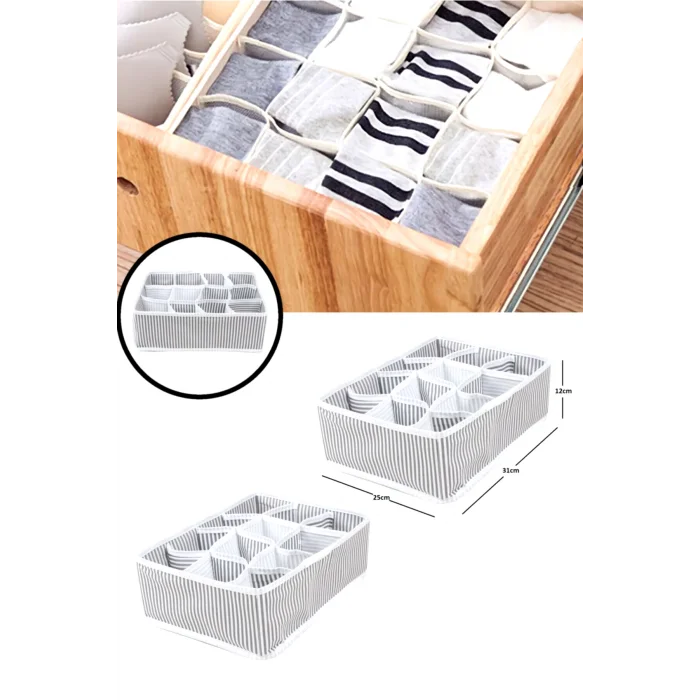 12 Bölmeli Pratik Bölmeli Çekmece Düzenleyici Organizer(İç Çamaşırı Kravat Çorap Düzenleyici)