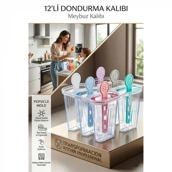 12lı Dondurma Ve Meybuz Kalıbı | Sağlıklı Ev Yapımı Atıştırmalık Seti  721453