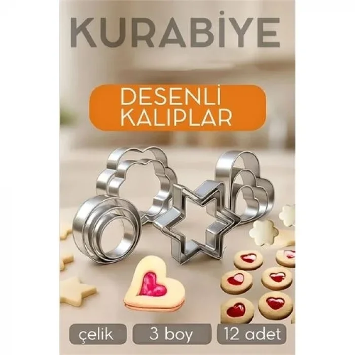12li Kurabiye Kalıbı Seti Profesyonel Şef Paslanmaz Çelik  | Mutfak Sanatınızın Vazgeçilmezi 722519