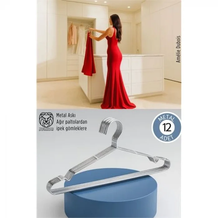 12li Lüks Çelik Elbise Askısı - İz Yapmayan İnce Tasarım Metal Kıyafet Düzenleyici (40cm)