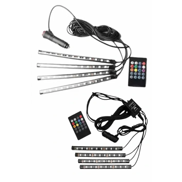 12Lİ Şerit Led Işık RGB Sese ve Müziğe Duyarlı Araç İçi Ayak Altı