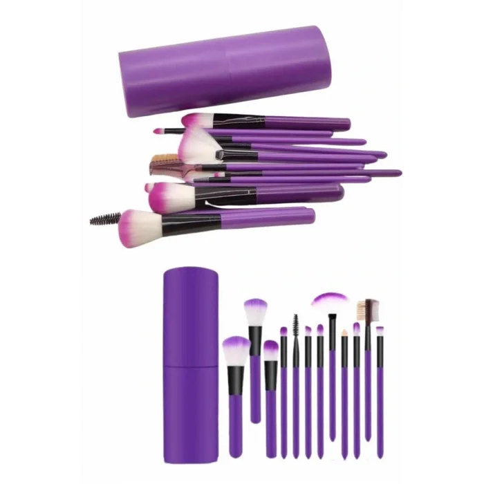 12 Parça Makyaj Fırça Seti Profesyonel Fondöten Allık Far Kontür Fırçası