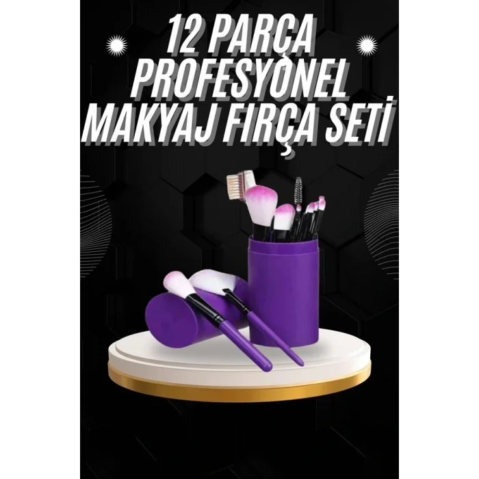 12 Parça Profesyonel Makyaj Fırçası Far Fırçası Allık Fırçası Yumuşak Kıllı