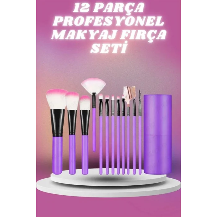 12 Parça Profesyonel Makyaj Seti Yumuşak Kıllı Yüz ve Göz Makyajına Uygun
