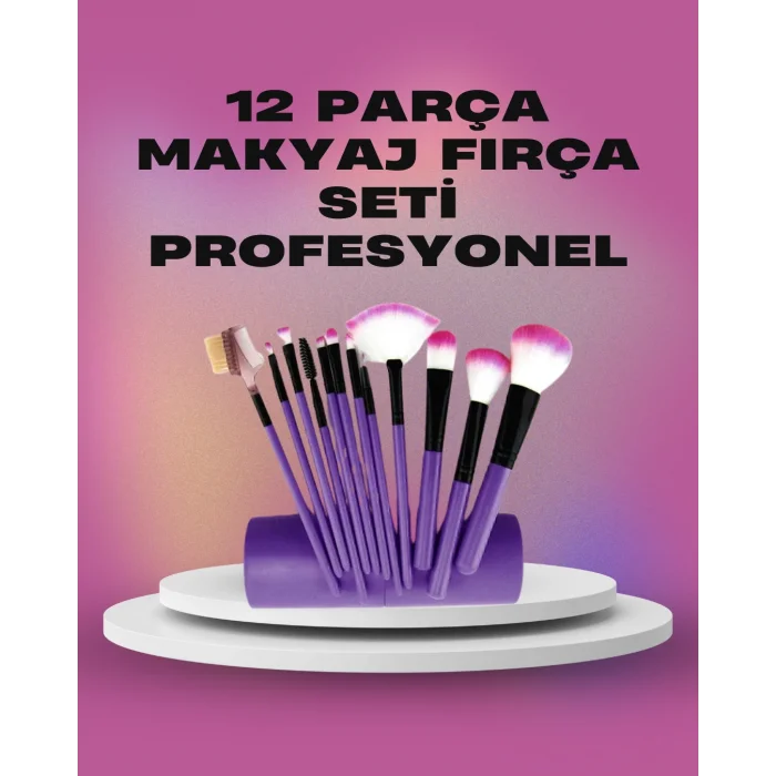 12 Parça Yumuşak Kıllı Makyaj Fırçası Seti Yüz ve Göz Makyajına Uygun Profesyonel Kullanım