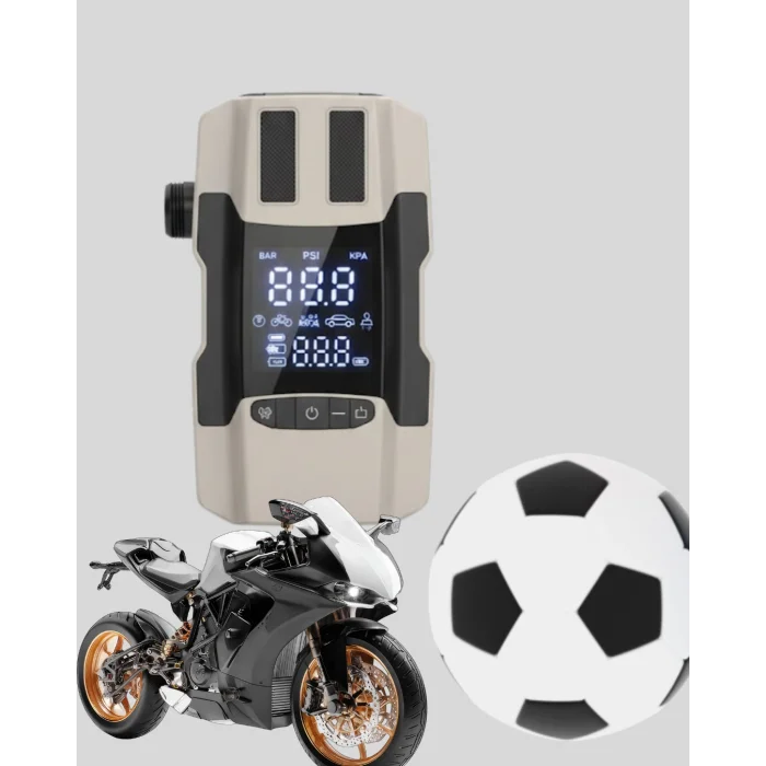 12.000 mAh Akü Takviye Powerbank Dahili Hava Pompalı Dijital Ekranlı