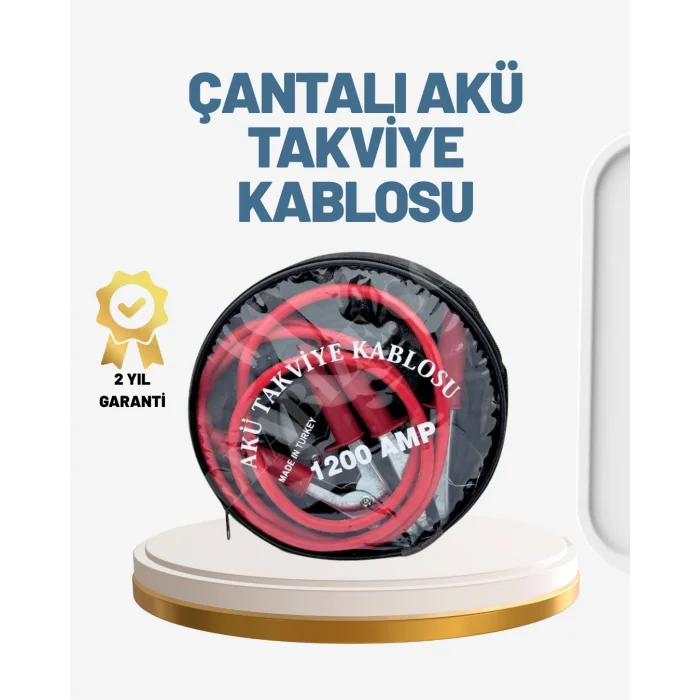 1200A Güçlü Akü Takviye Kablosu 2m Büyük Maşalı Acil Yardım