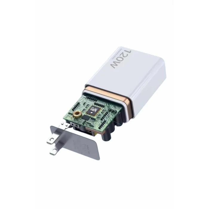 120W Şarj Aleti Hızlı Çift Turbo Şarj Aleti Seti Beyaz