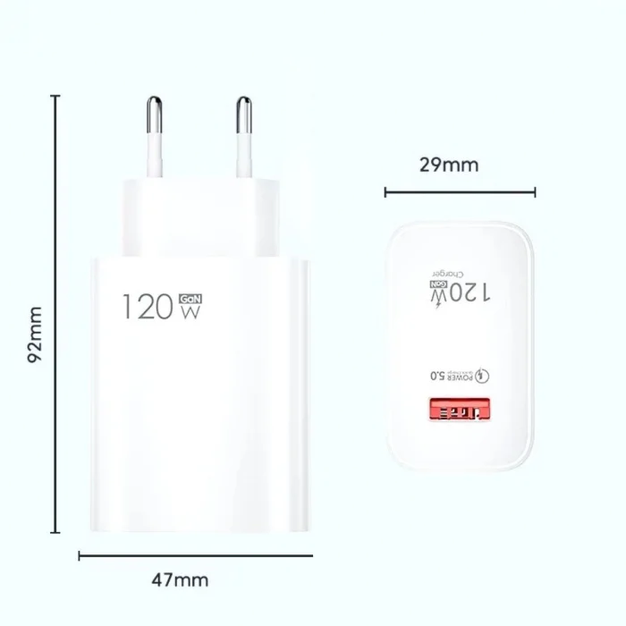 120W USB Hızlı Type C Uçlu Kablolu Şarj Aleti (5047)