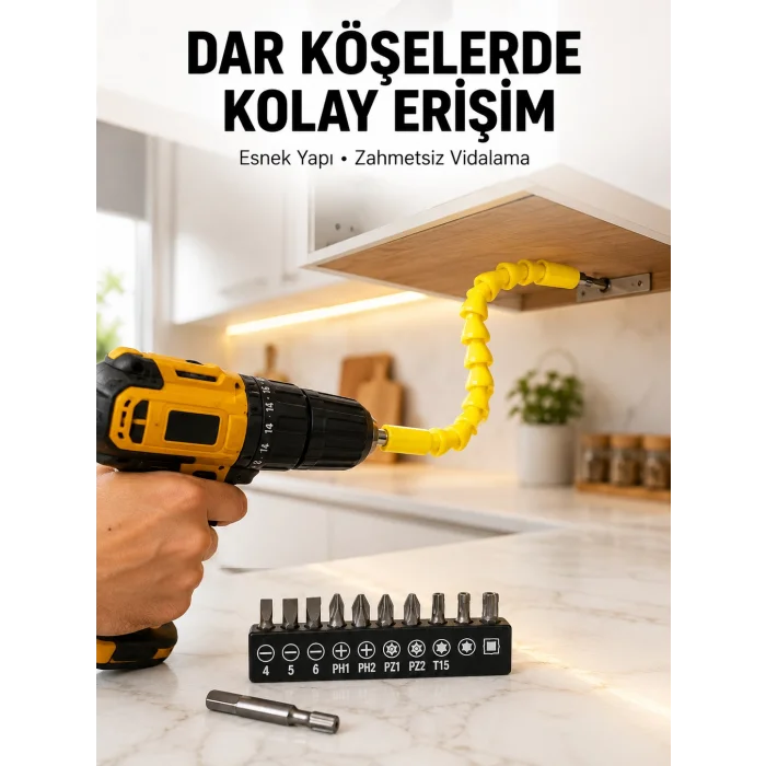 12’li Akrobat Bits Vidalama Seti Esnek Uç Çok Yönlü Kullanım